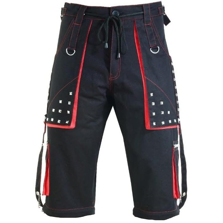 Gothic Mens Black Stylish Pant Trouser Slim fit Straight Black Red Colour Shorts