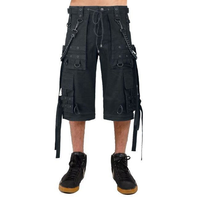 Gothic Bondage Cargo Rock Black Punk Buckle Zips Chain Strap Trousers Emo Shorts
