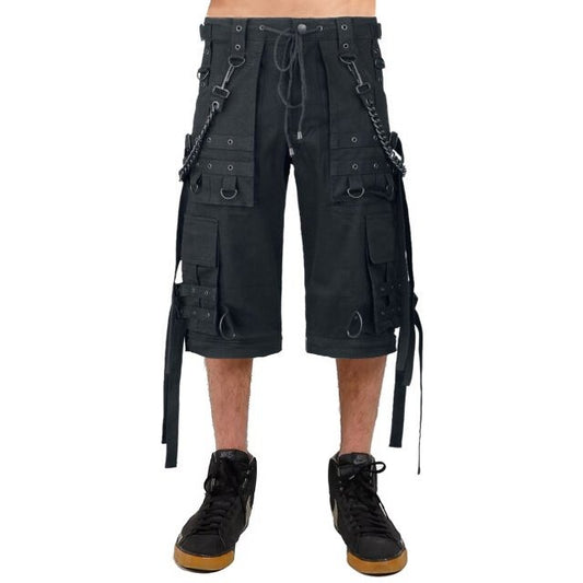 Gothic Bondage Cargo Rock Black Punk Buckle Zips Chain Strap Trousers Emo Shorts