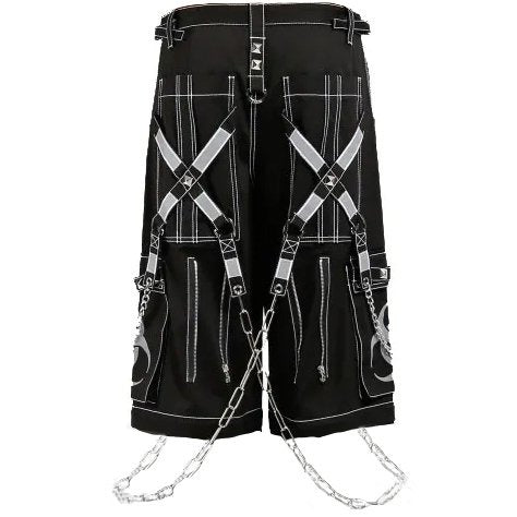 Prime Quality Mens Gothic Bondage Reflective Street Walker Short Alternative Punk Rock Emo Shorts