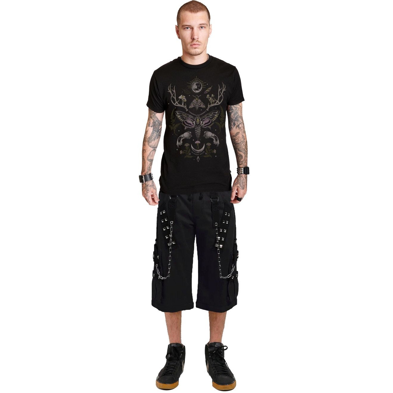Gothic Dark Cuff Shorts Black