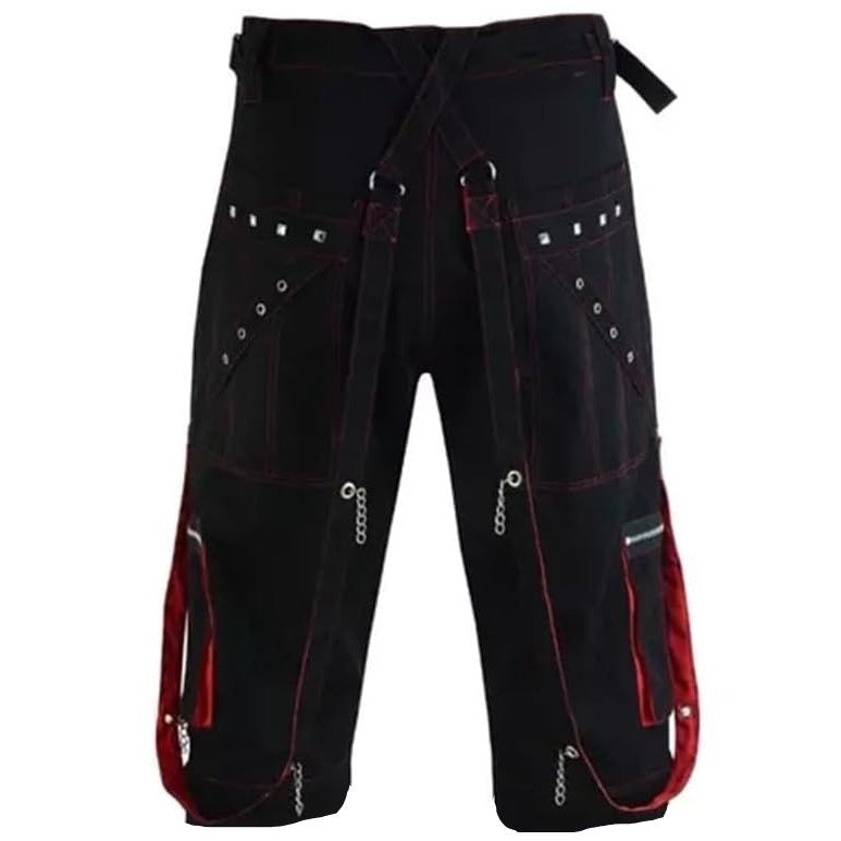 Gothic Mens Black Stylish Pant Trouser Slim fit Straight Black Red Colour Shorts