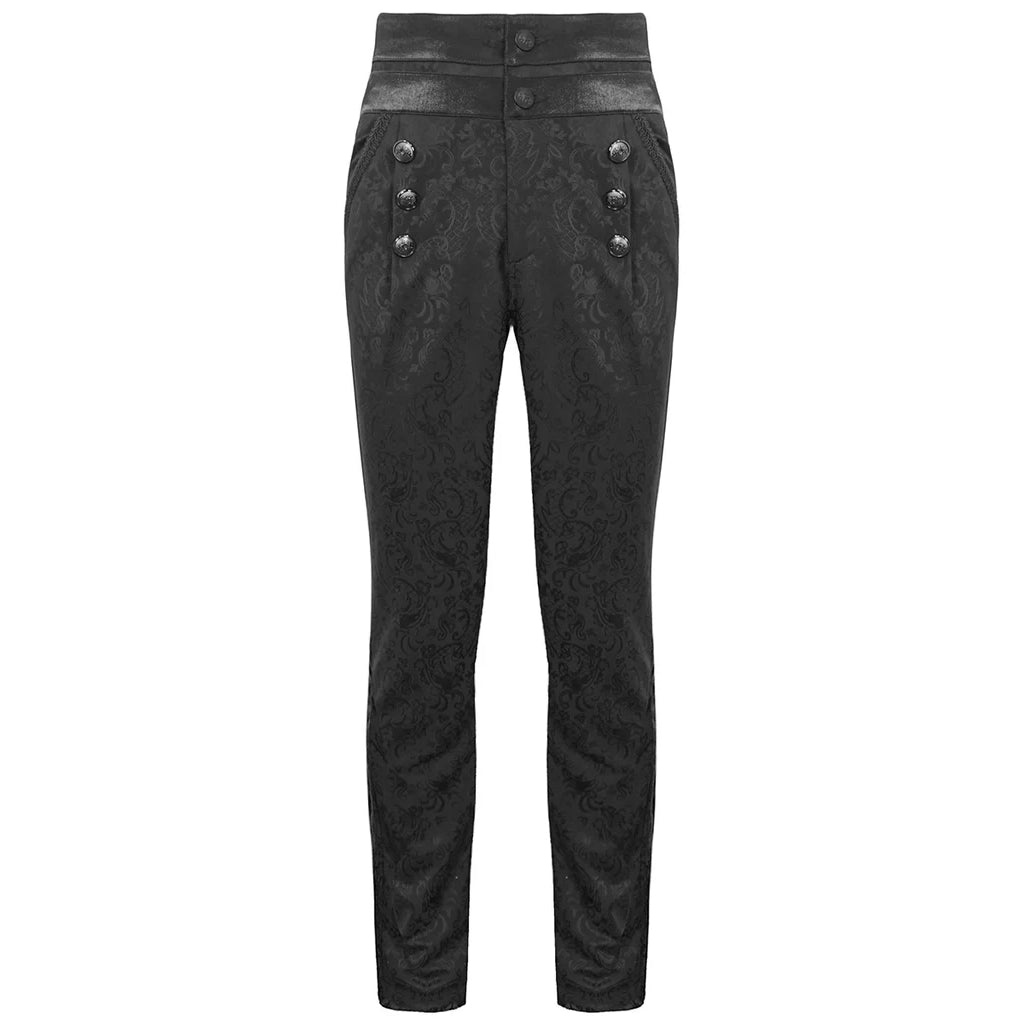 Devil Fashion Mens Gothic Aristocrat Jacquard High Waist Dress Pants