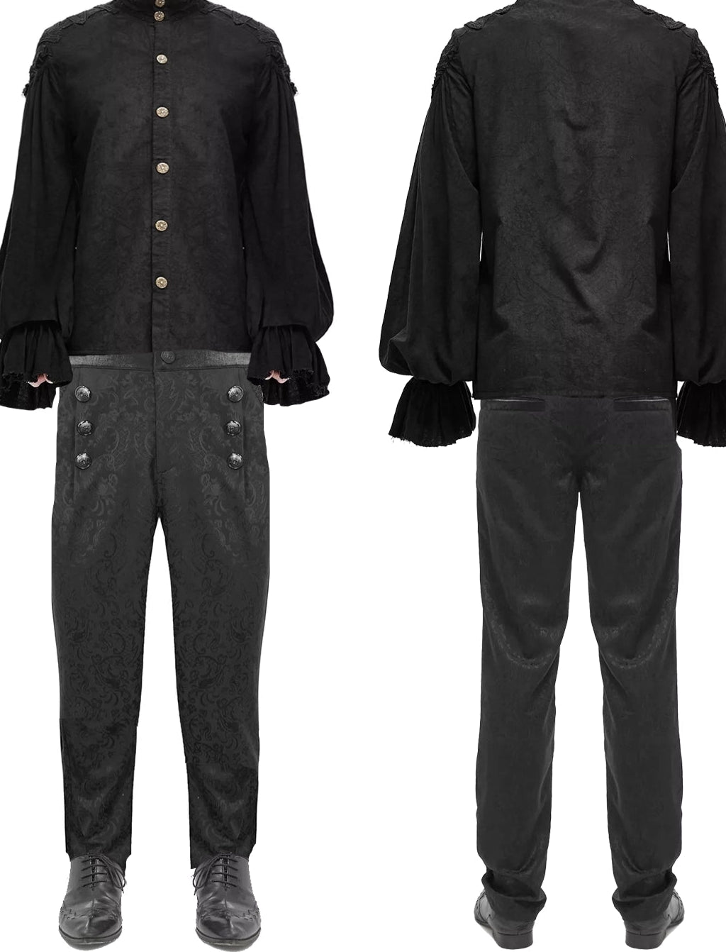 Devil Fashion Mens Gothic Aristocrat Jacquard High Waist Dress Pants