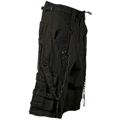Prime Quality Handmade Gothic Bondage Black Skater Men's Short Alternative Punk Rock Emo Shorts/USA
