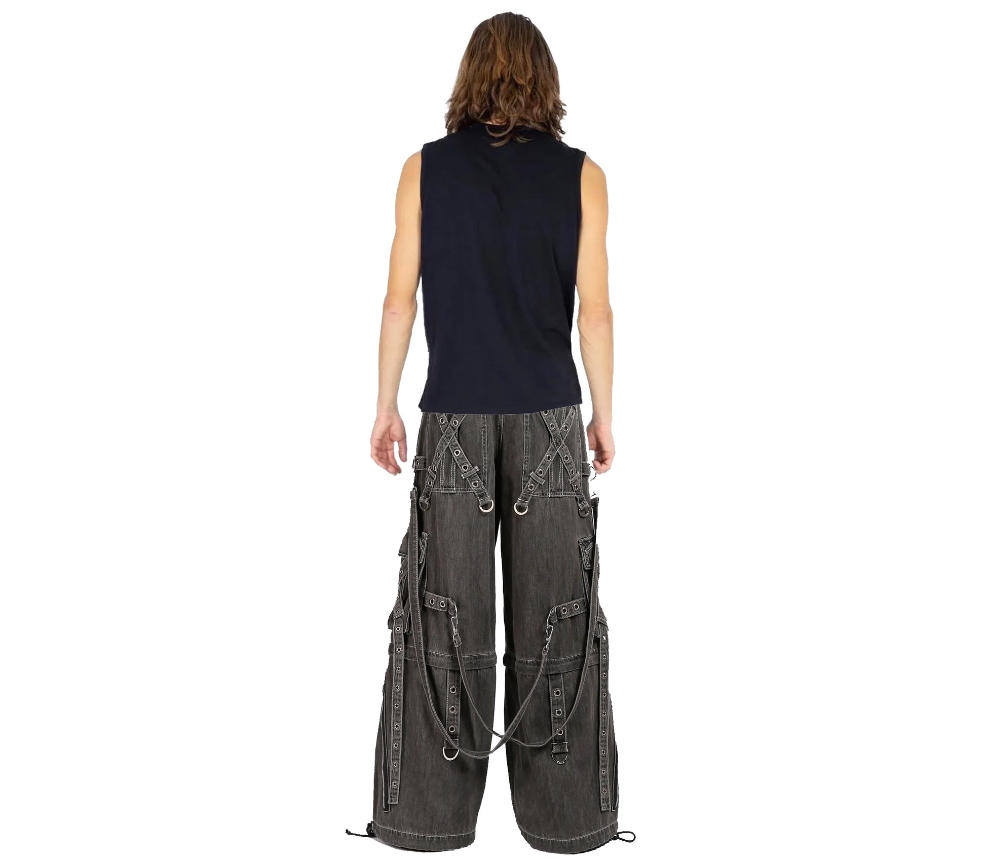 GOTHIC X-STRAP PANT BLACK DENIM
