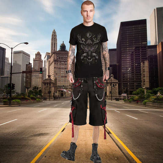 Extreme Bondage Gothic Punk Rocker Cyber Gothic Black Steampunk Biker Shorts