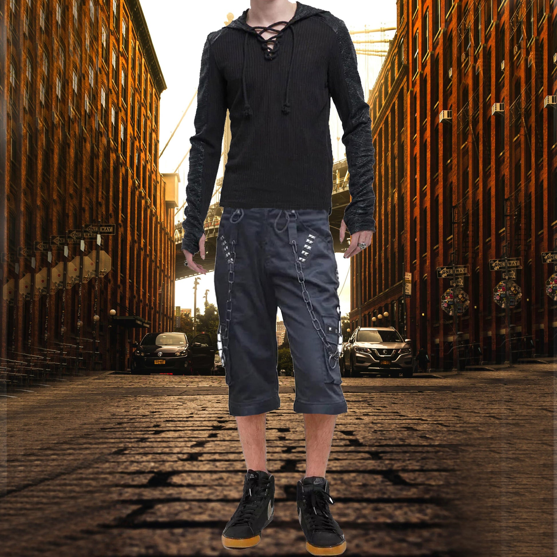 Prime Quality Mens Gothic Bondage Alternative Punk Rock Emo Shorts