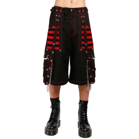 Gothic Extreme Bondage Skater Gothic Punk Rocker Cyber Steampunk Electro Shorts Red
