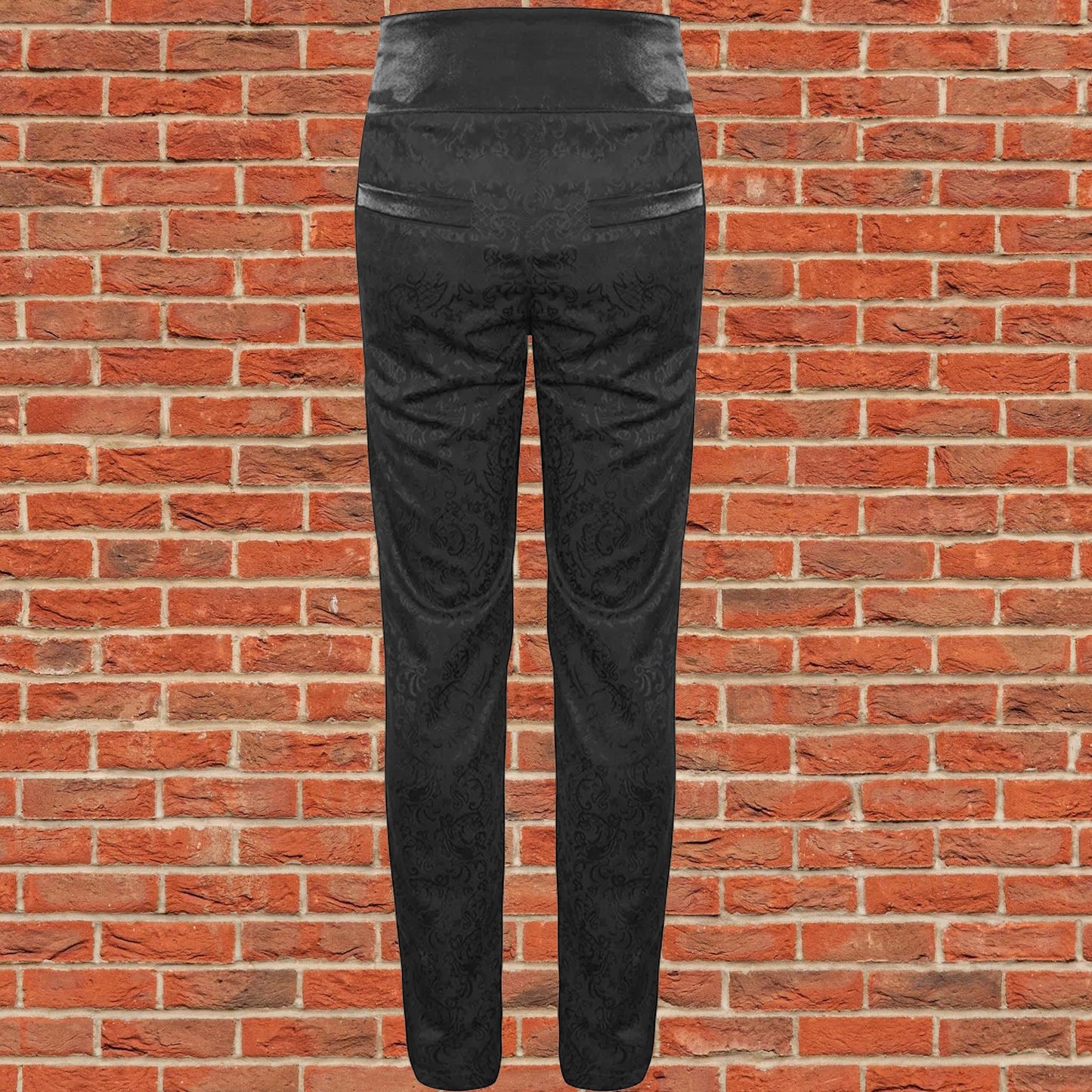 Devil Fashion Mens Gothic Aristocrat Jacquard High Waist Dress Pants