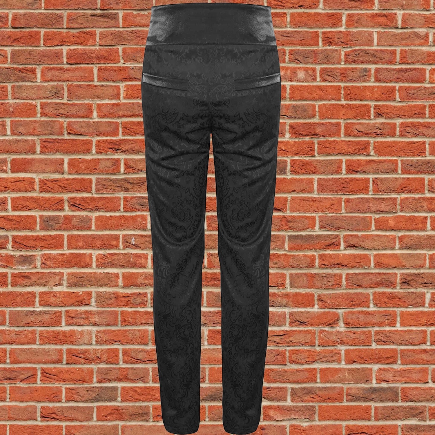 Devil Fashion Mens Gothic Aristocrat Jacquard High Waist Dress Pants