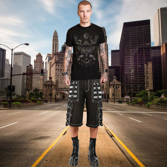 Gothic Extreme Bondage Skater Gothic Punk Rocker Cyber Steampunk Biker Tripp Shorts