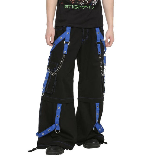 Bondage Gothic Men's Cyber Rave Techno Jeans Punk Shorts Biker Pants