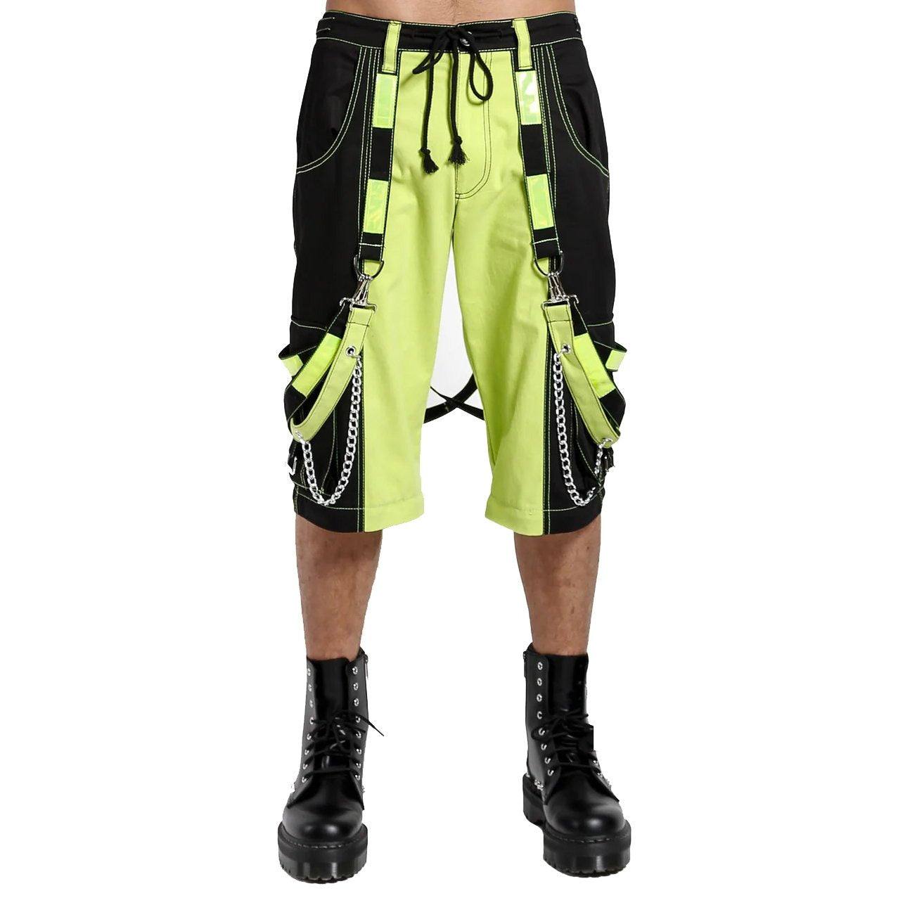 Prime Quality Men Extreme Bondage Limelight Lime Green Skater Gothic Punk Rocker Cyber Goth Steampunk Biker Shorts