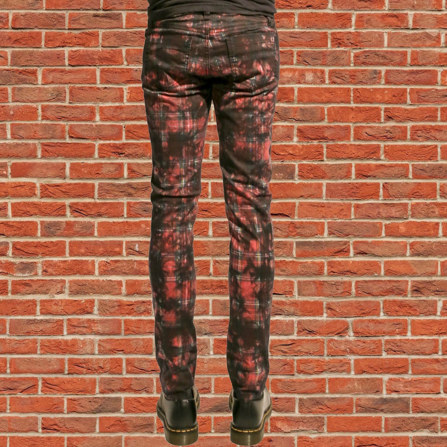 Gothic Red Tartan Plain Vintage Punk Buckle Zips Chain Strap Trousers Trip Pant