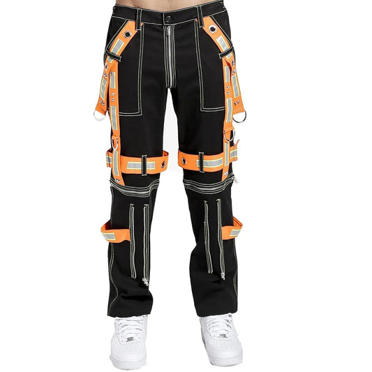 Men's Gothic Bondage Reflective Men Pant Alternative Punk Rock Emo Trouser Pant Shorts