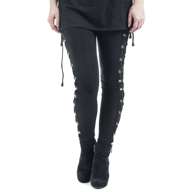 Women's Gothic Style Lace Up Black Leggings