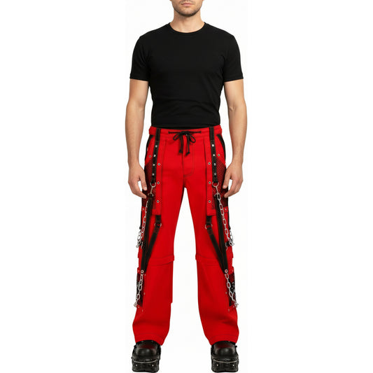 Gothic Bondage Steampunk Rocker Cyber Symbol Pants Red/Black