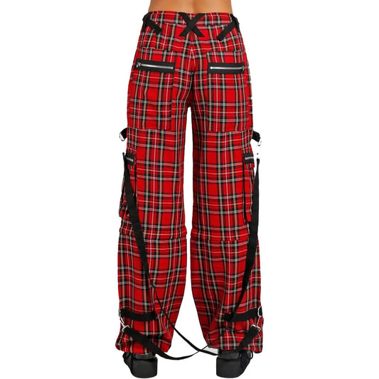 Gothic Bondage Red Plaid Men Pant Alternative Punk Rock Emo Trouser Pant Shorts