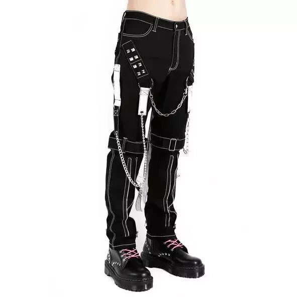Men's Gothic Bondage Black Pant Rock Hard Trouser Heavy Weight Emo/Pants