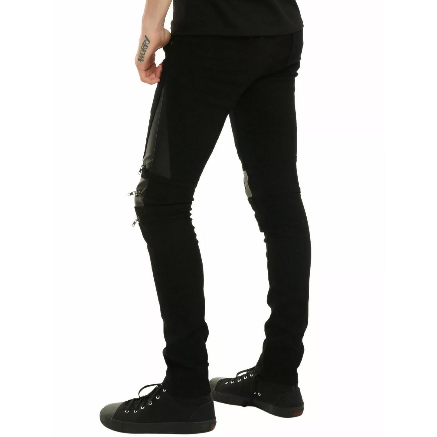 GOTHIC BONDAGE JEANS HEAVY WEIGHT ZIPPER PUNK ROCK GOTH TROUSER PANTS
