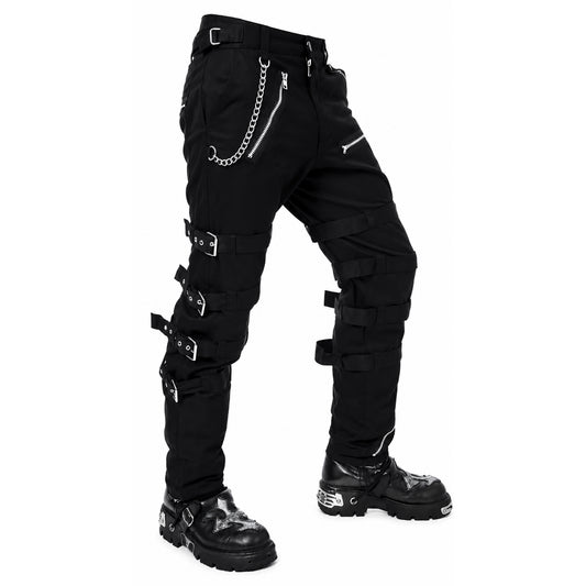 Men's Bondage Black Goth Punk Rock Morte Pants Buckle Chain Trouser Pants