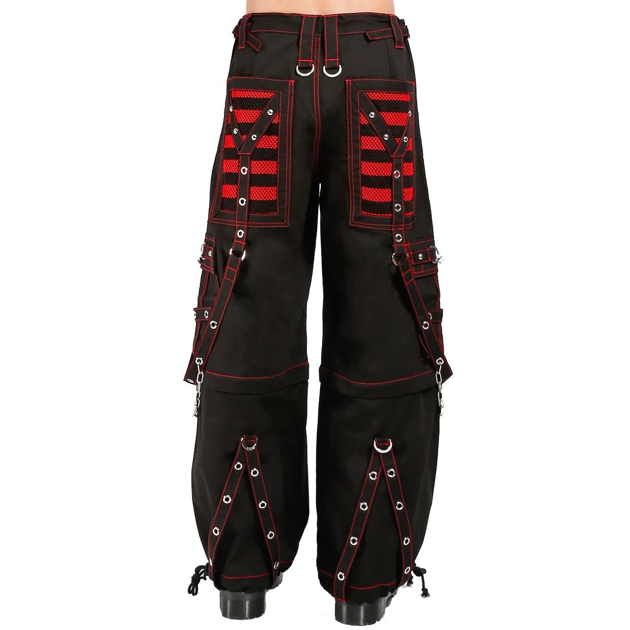 Gothic Extreme Bondage Skater Red & Black Punk Rocker Cyber Steampunk Biker Pant
