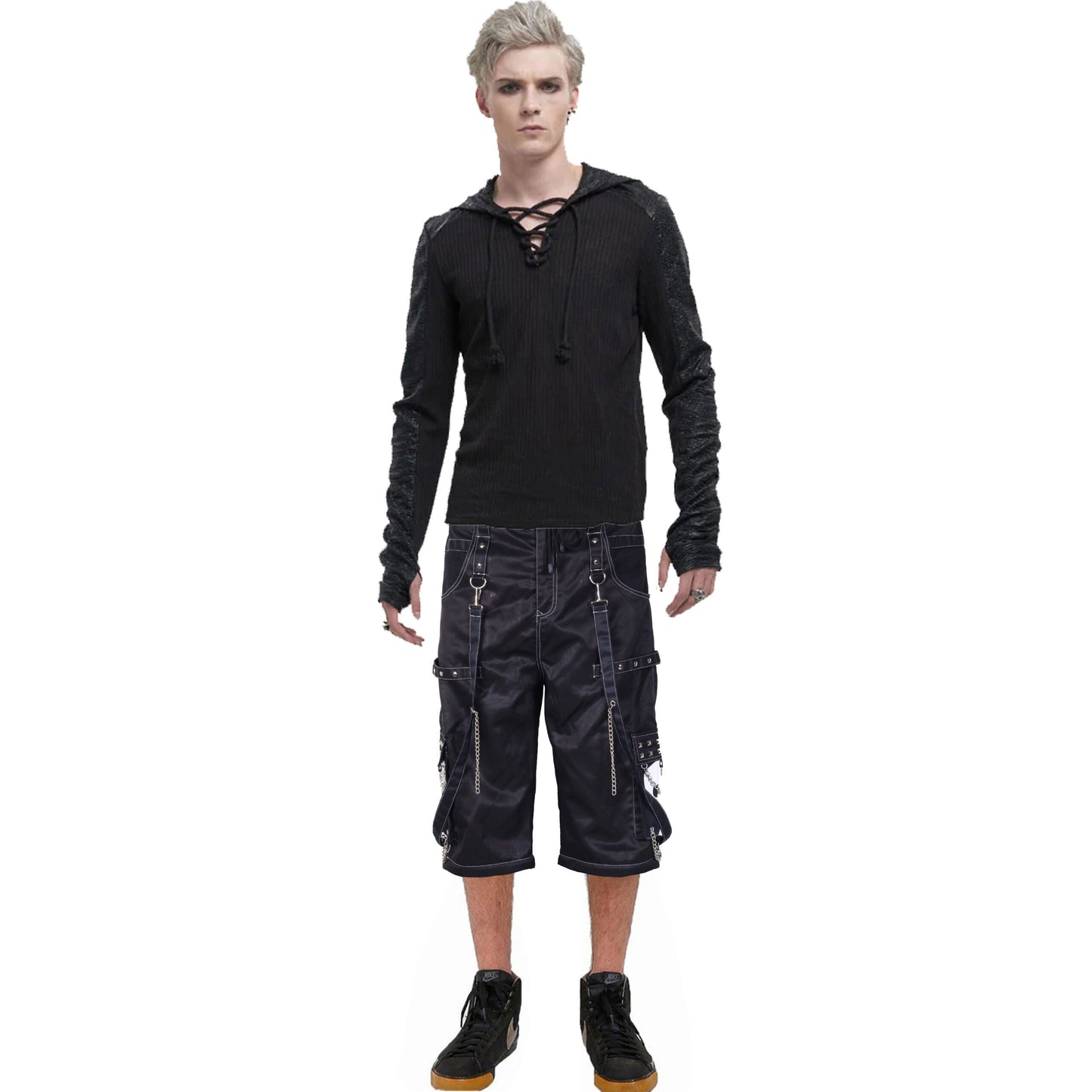 Gothic Bondage Black Big Skull Men's Alternative Punk Rock Emo Shorts/USA