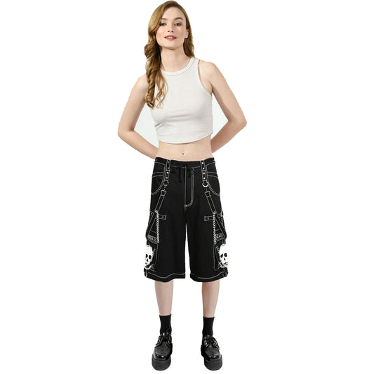 Gothic Bondage Black Big Skull Women's Alternative Punk Rock Emo Shorts