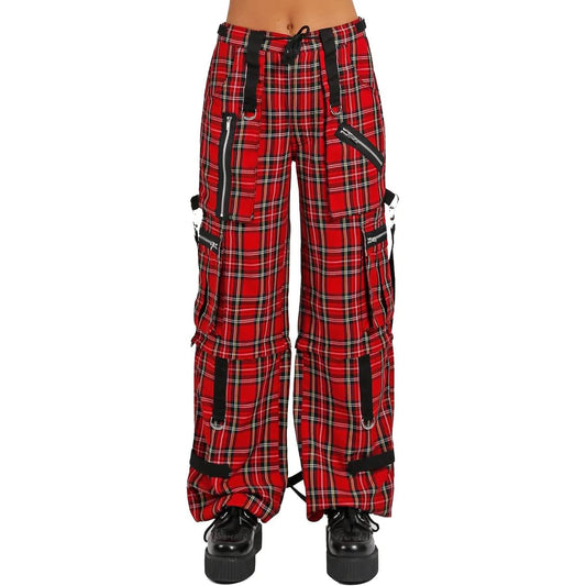 Gothic Bondage Red Plaid Men Pant Alternative Punk Rock Emo Trouser Pant Shorts