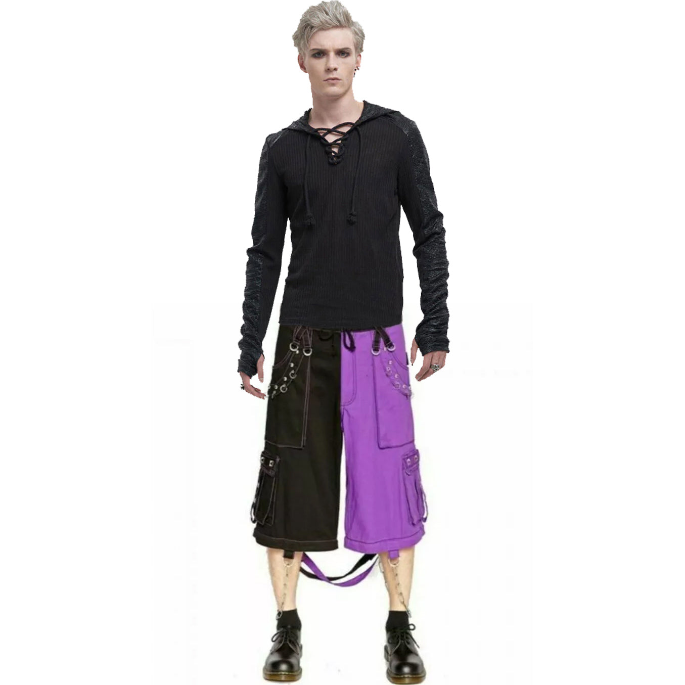 Gothic Bondage Men's Short Alternative Punk Rock Transformer Purple Baggy Shorts