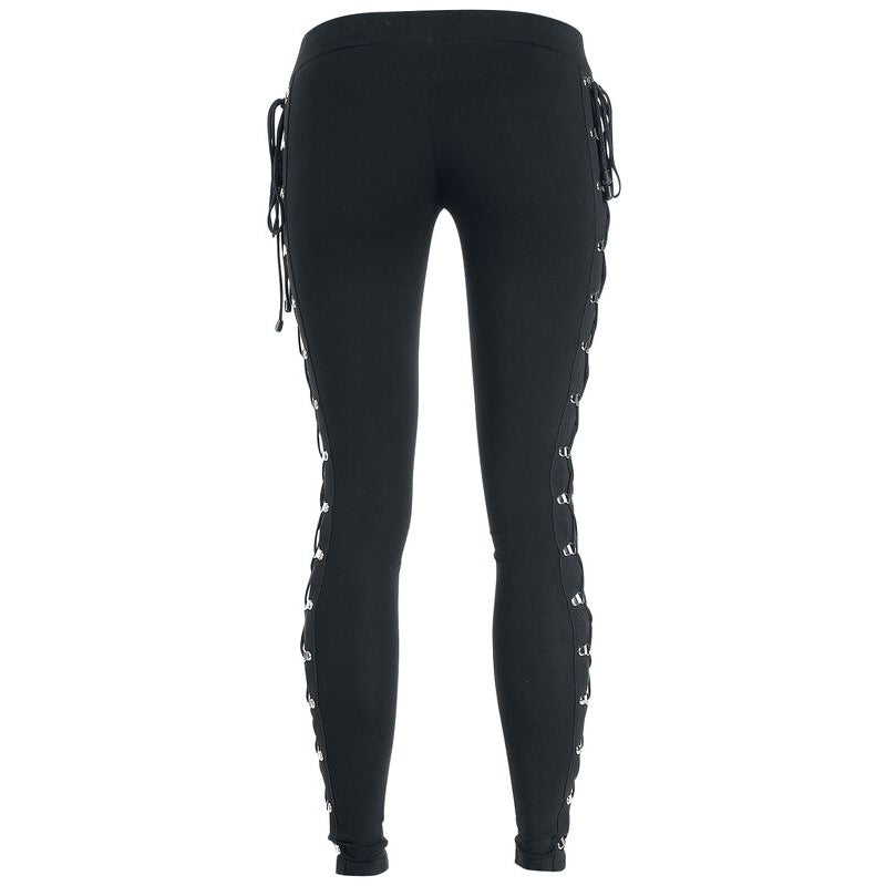 Women's Gothic Style Lace Up Black Leggings