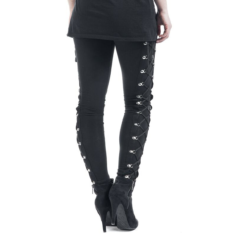 Women's Gothic Style Lace Up Black Leggings