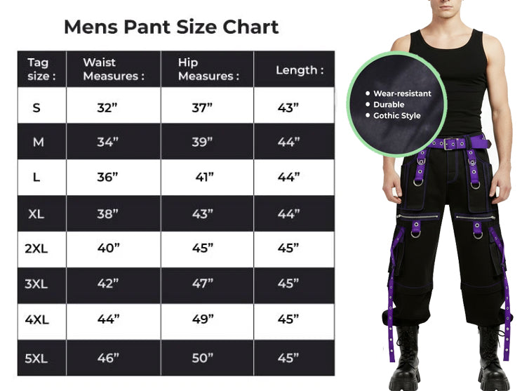 Gothic X-Strap Zip Off Pant Black/Purple