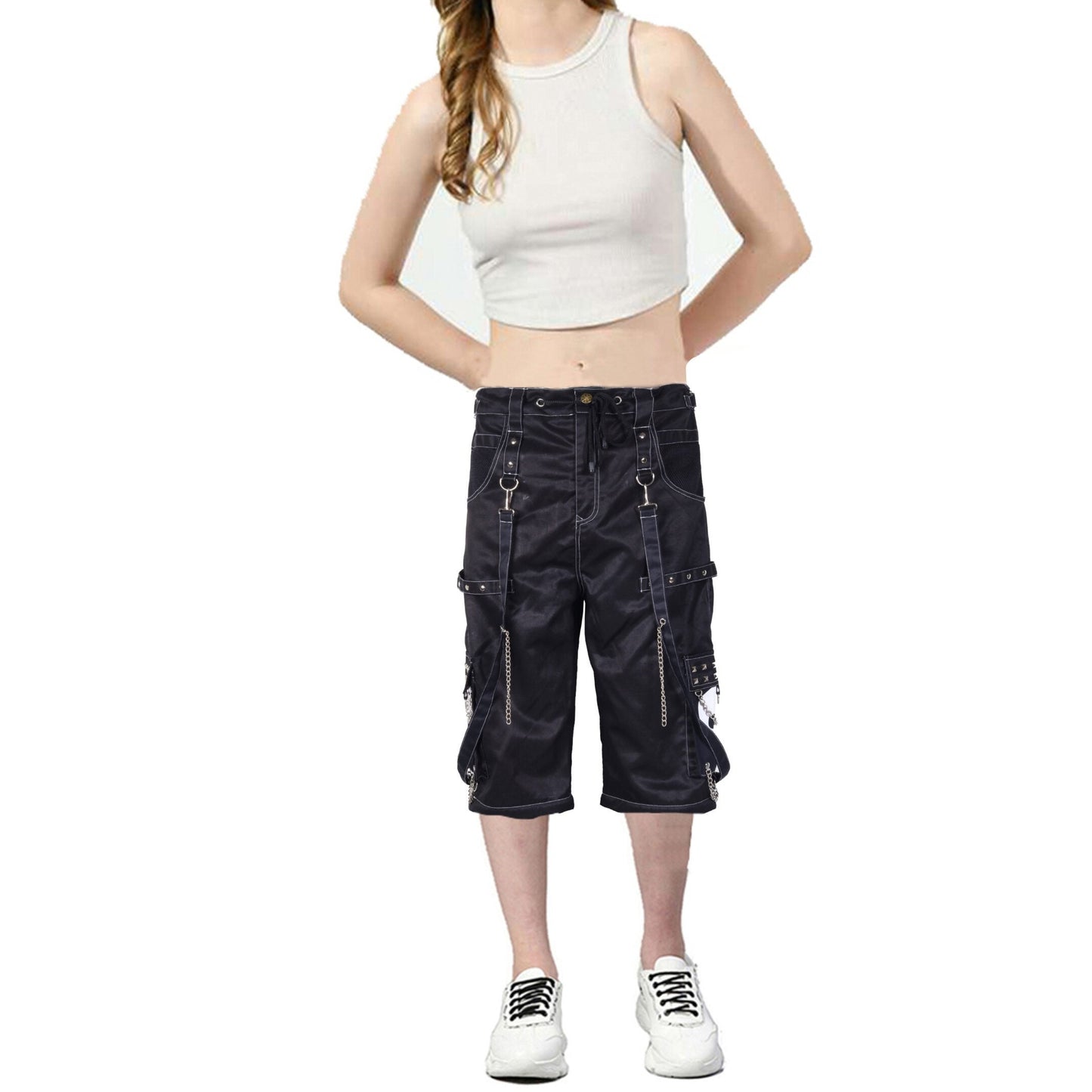 Women's Gothic Bondage Black Big Skull Alternative Punk Rock Emo Trouser Pants