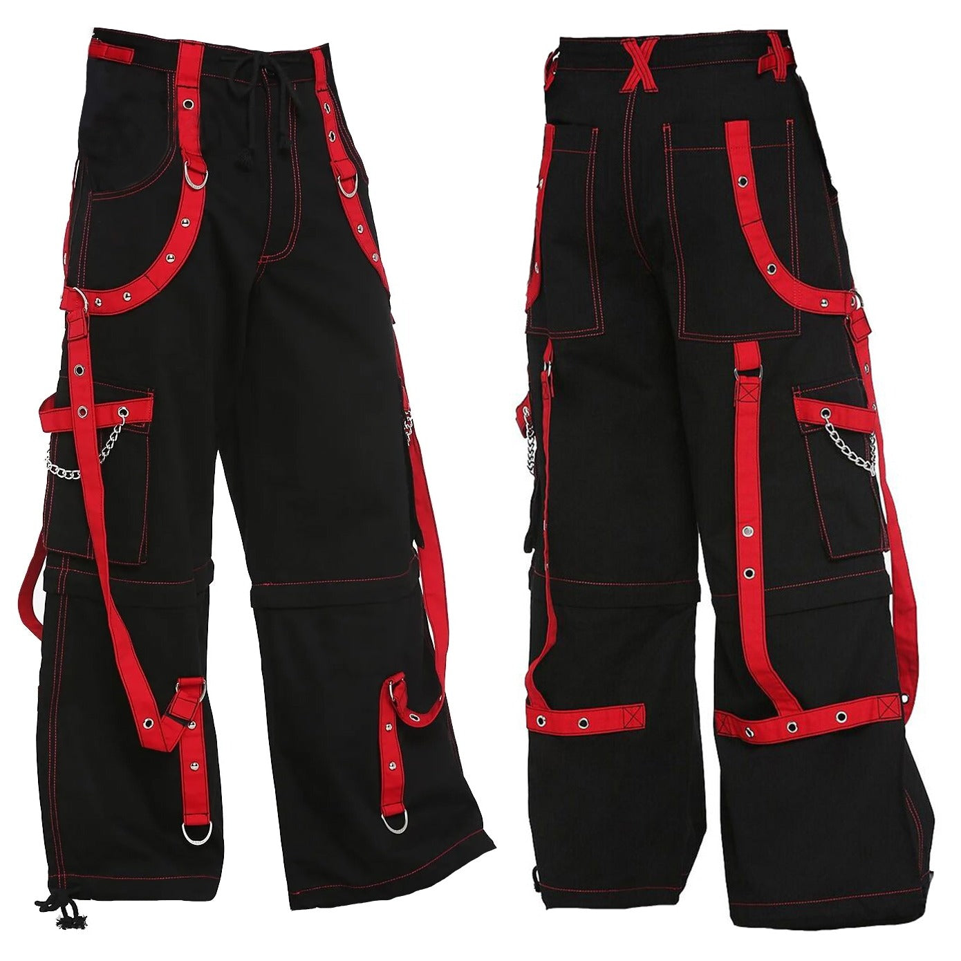 Prime Quality Handmade Gothic Bondage Men Pant Alternative Punk Rock Red/Black Emo Trouser Pant Shorts/USA