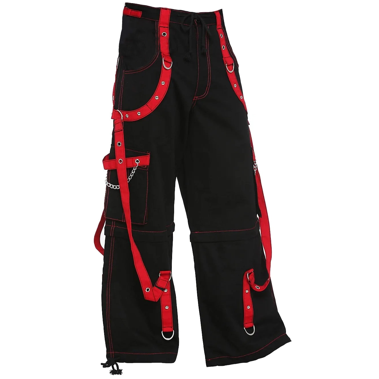 Prime Quality Handmade Gothic Bondage Men Pant Alternative Punk Rock Red/Black Emo Trouser Pant Shorts/USA