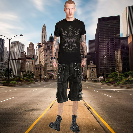 Gothic Black Amp Grey Overdyed Zip Off Shorts