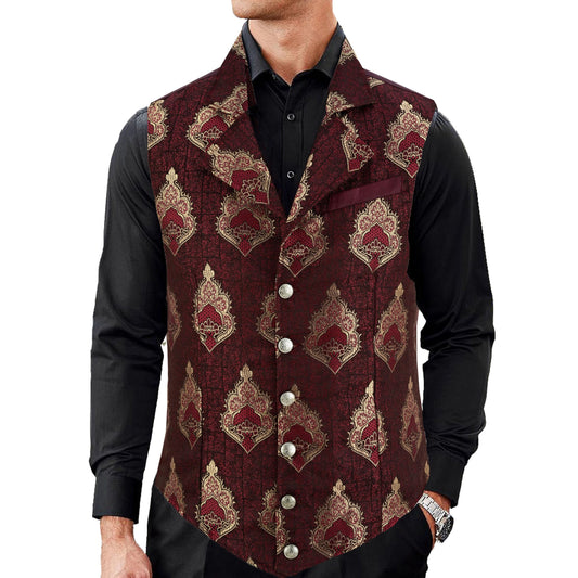 Handmade Red Men's Victorian Suit Gentleman Vest Steampunk Gothic Waistcoat/Usa