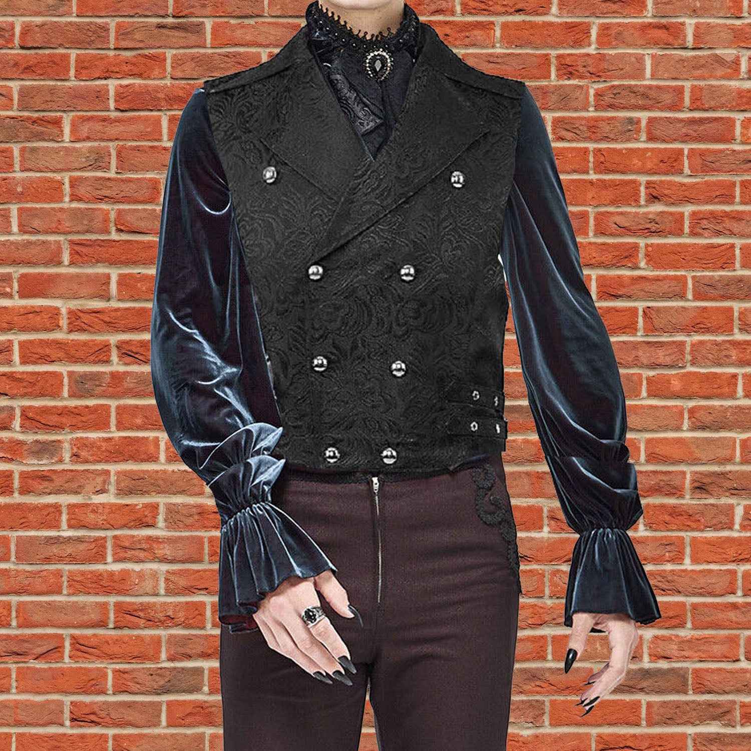 Mens Steampunk Vintage Tailcoat Jacket Gothic Victorian Frock Coat Uniform Coat