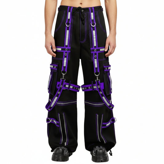Mens Extreme Bondage Gothic Electro Reflector Black/purple Pant Shorts Usa