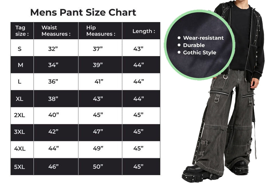 GOTHIC X-STRAP PANT BLACK DENIM