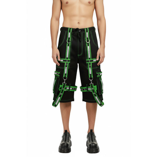 Mens Extreme Bondage Gothic Electro Reflector Black/Green Shorts