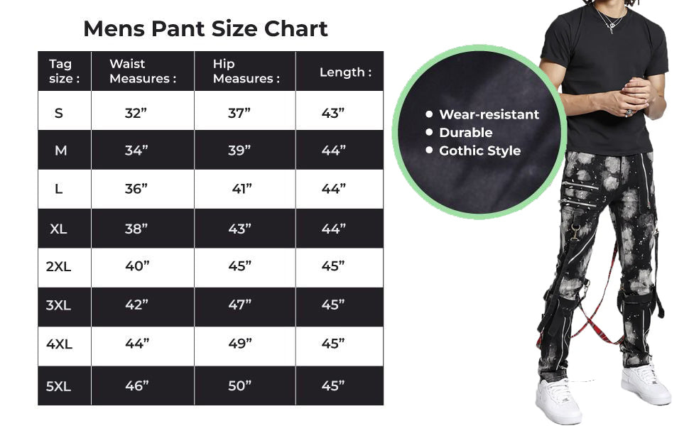 Prime Quality Handmade Men Gothic Bondage Day Walker Pant Alternative Punk Rock Bleach Emo Pants USA