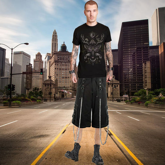 Gothic Mens Gothic Cool Cyber Bondage Baggy Shorts