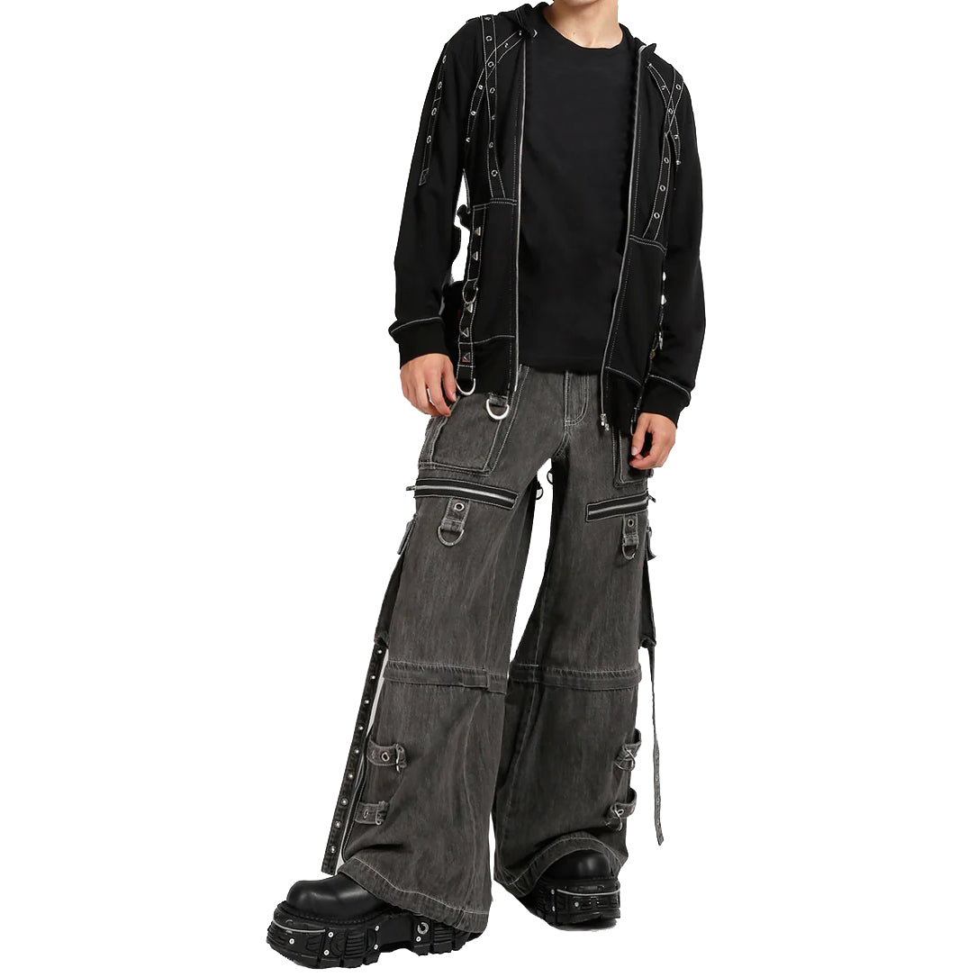 GOTHIC X-STRAP PANT BLACK DENIM