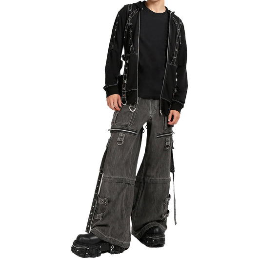 GOTHIC X-STRAP PANT BLACK DENIM