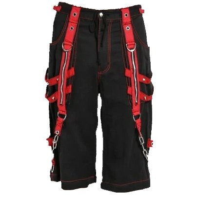 Mens Extreme Bondage Red Skater Gothic Punk Rocker Cyber Steampunk Biker Shorts