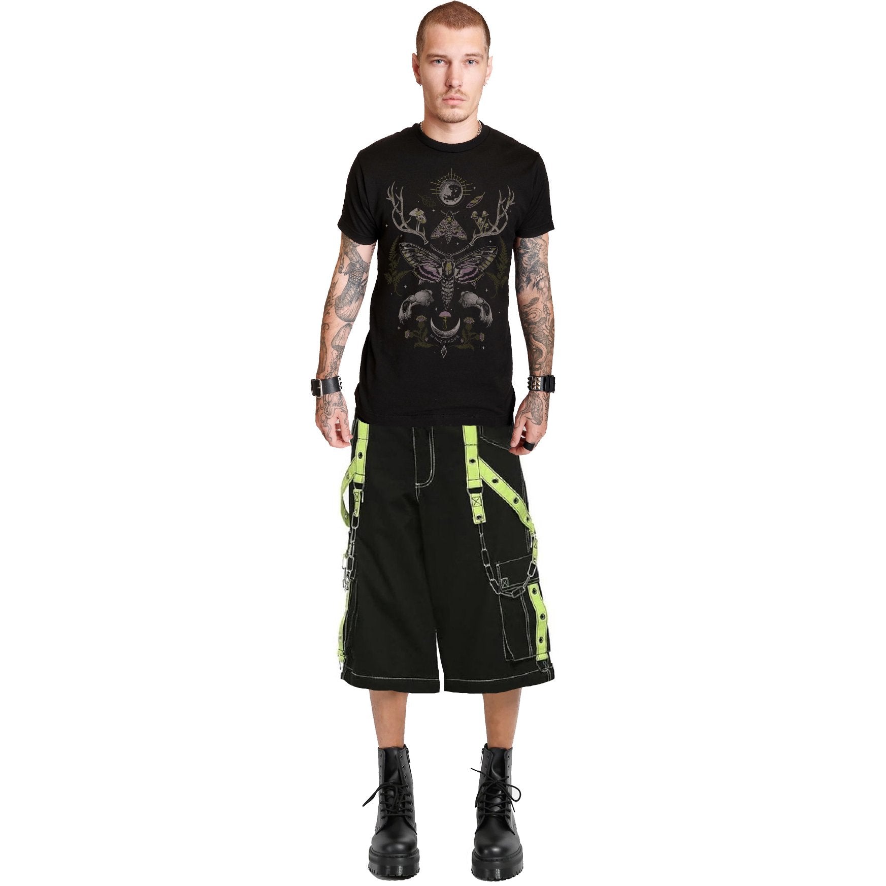 Prime Quality Handmade Gothic Bondage Alternative Punk Rock Limelight Symbol Emo Shorts