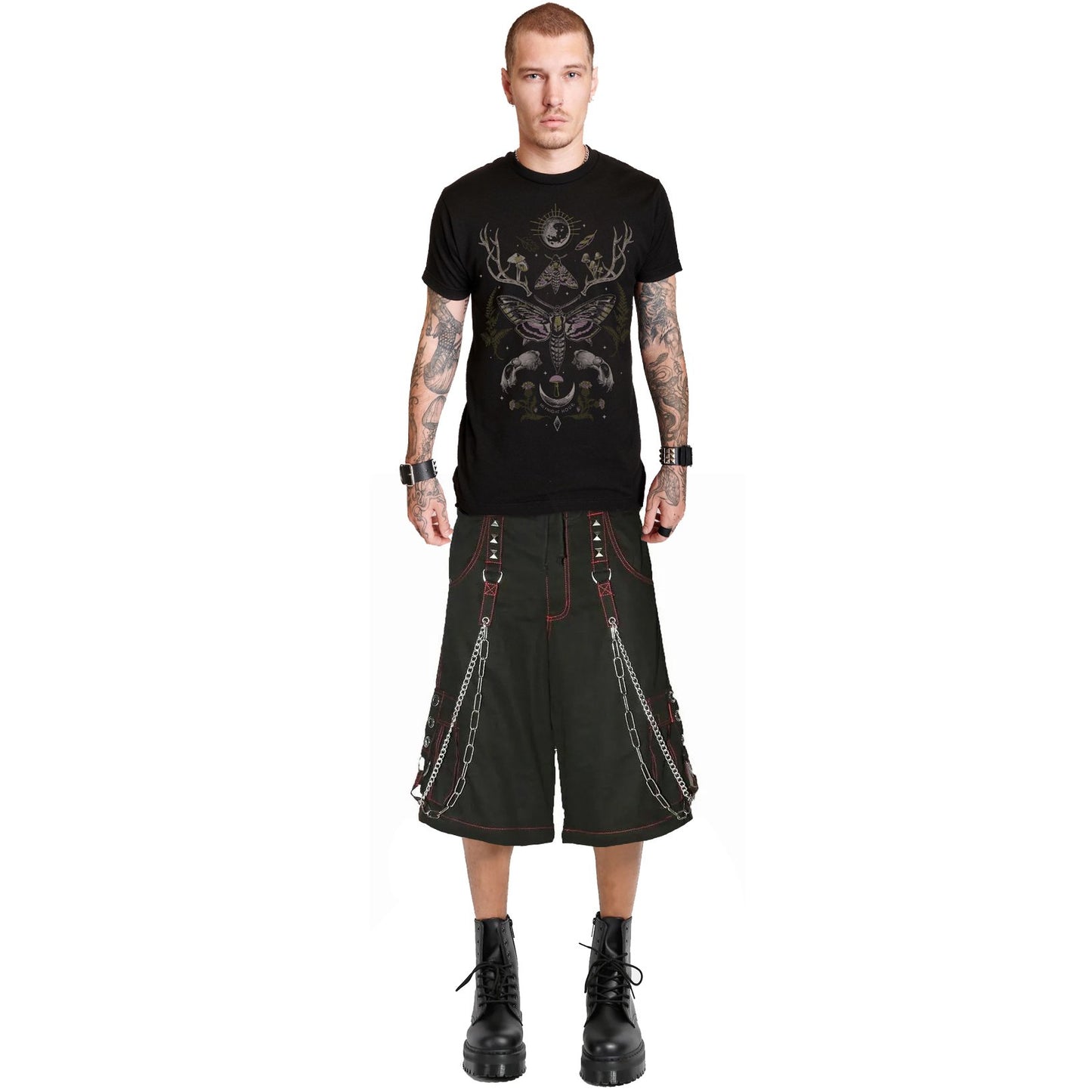 Gothic Tripp Extreme Bondage Skater Gothic Punk Rocker Cyber Gothic Steampunk Biker Emo Black Dagger Shorts